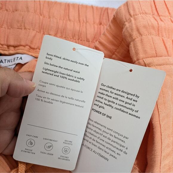 NEW Athleta Cabo Tide Linen Jogger Pants 14 Cactus Peach Orange Pull On Casual - Picture 9 of 13